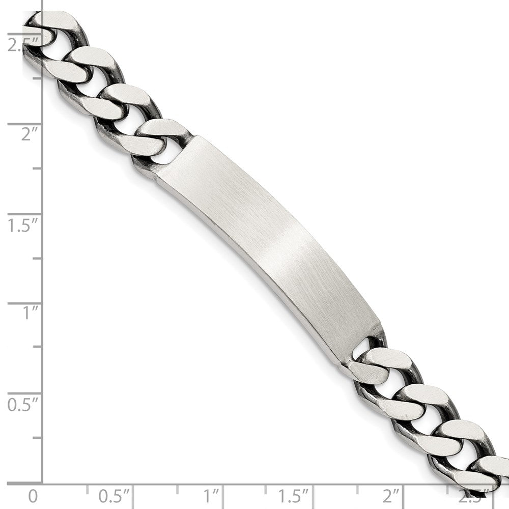 Sterlingsilber Gravierbar Antikisiert Panzer Glieder Id Armband