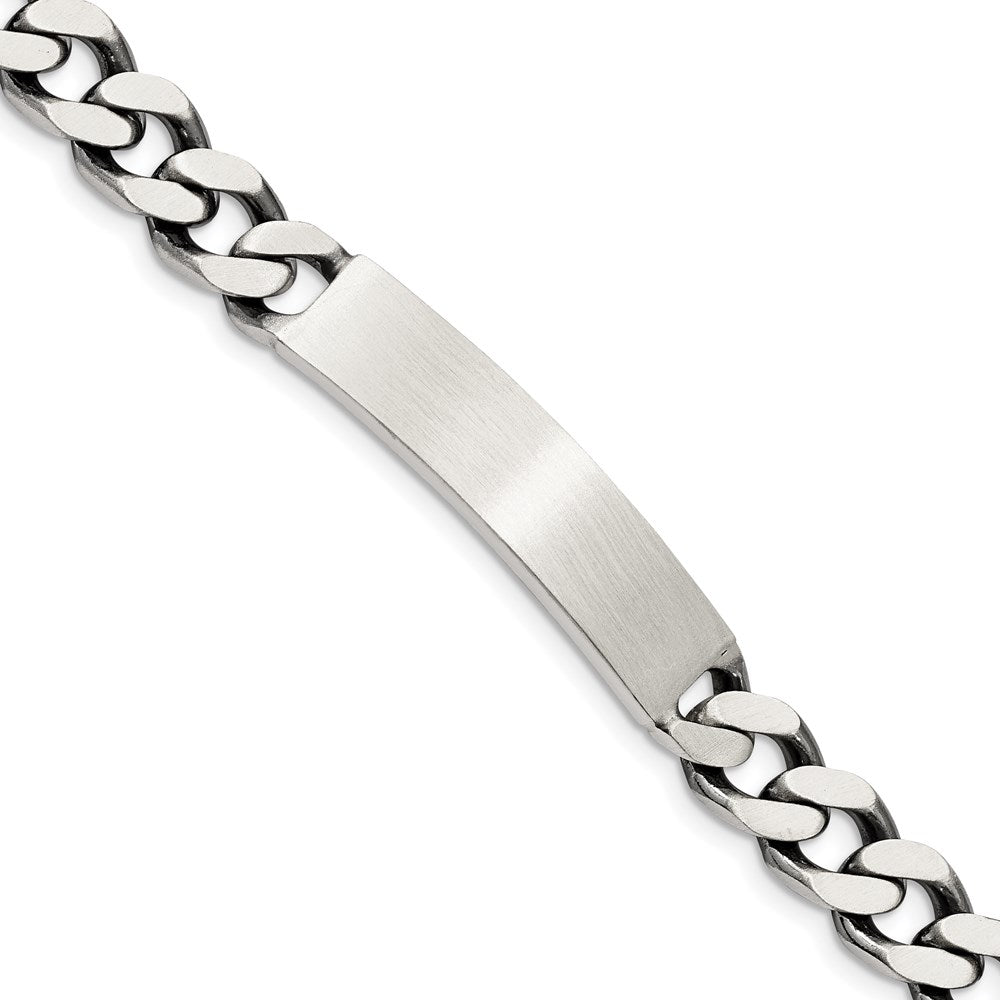 Sterlingsilber Gravierbar Antikisiert Panzer Glieder Id Armband