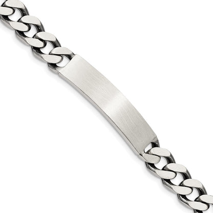 Sterlingsilber Gravierbar Antikisiert Panzer Glieder Id Armband