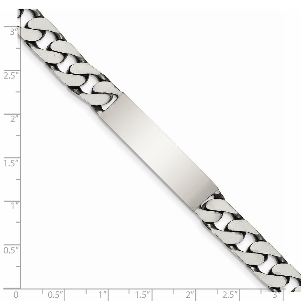 Sterlingsilber Gravierbar Antikisiert Panzer Glieder Id Armband