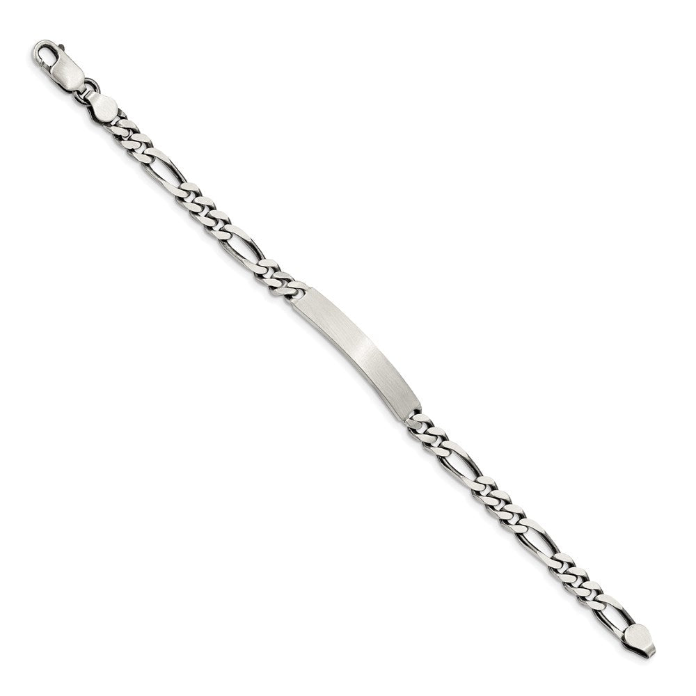 Sterlingsilber Gravierbar Antikisiert Figaro Glieder Id Armband