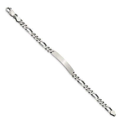 Sterlingsilber Gravierbar Antikisiert Figaro Glieder Id Armband