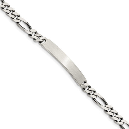 Sterlingsilber Gravierbar Antikisiert Figaro Glieder Id Armband