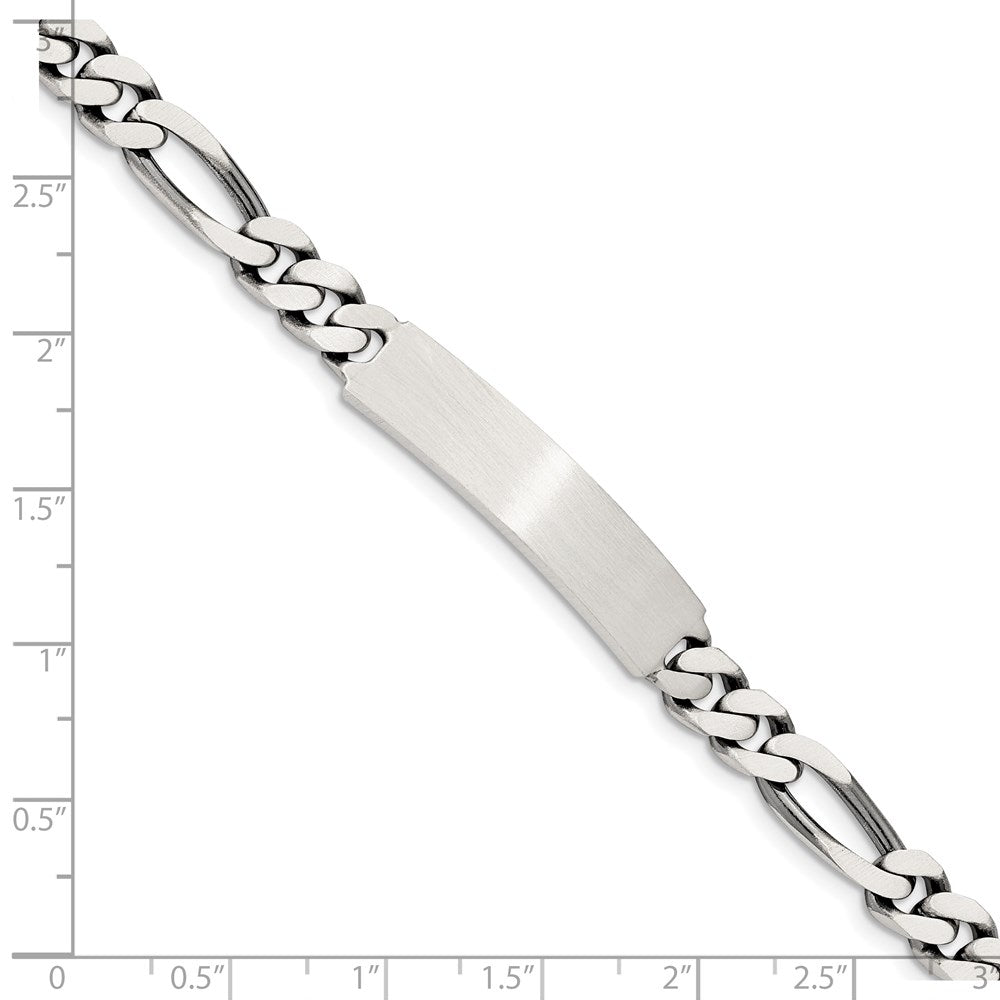 8 Zoll Sterlingsilber 8inch Gravierbar Antikisiert Figaro Glieder Id Armband