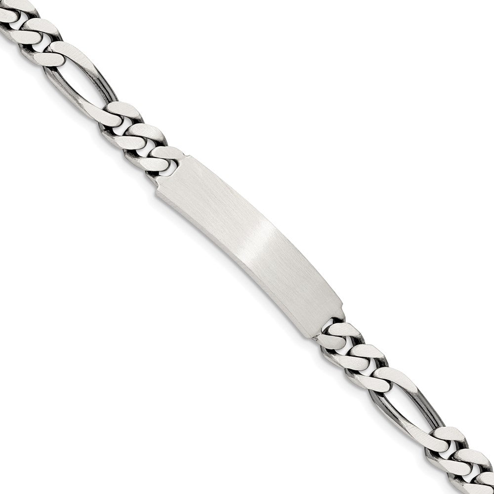 8 Zoll Sterlingsilber 8inch Gravierbar Antikisiert Figaro Glieder Id Armband