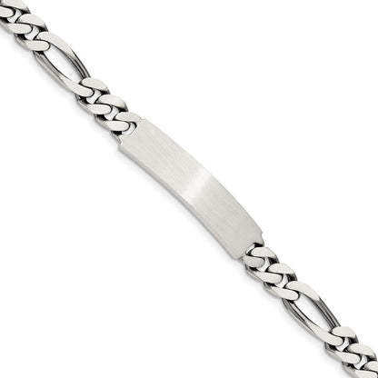 8 Zoll Sterlingsilber 8inch Gravierbar Antikisiert Figaro Glieder Id Armband