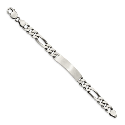 Sterlingsilber Gravierbar Antikisiert Figaro Glieder Id Armband