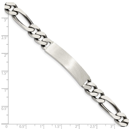 Sterlingsilber Gravierbar Antikisiert Figaro Glieder Id Armband