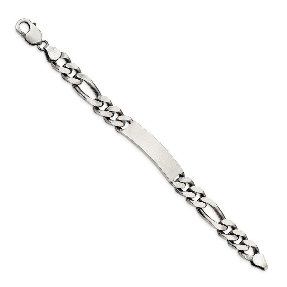 8.5 Zoll Sterlingsilber 8.5inch Gravierbar Antikisiert Figaro Glieder Id Armband