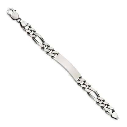 8.5 Zoll Sterlingsilber 8.5inch Gravierbar Antikisiert Figaro Glieder Id Armband