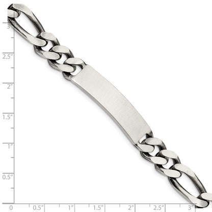 8.5 Zoll Sterlingsilber 8.5inch Gravierbar Antikisiert Figaro Glieder Id Armband