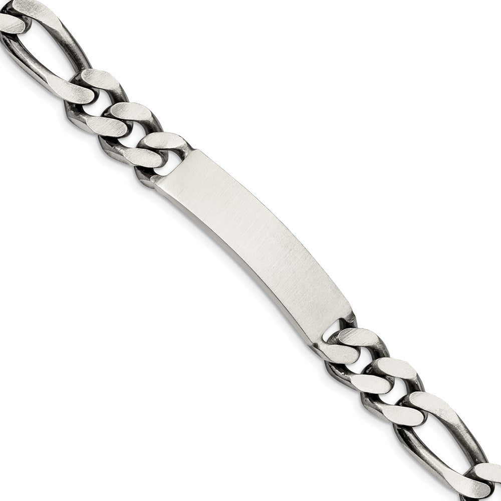 8.5 Zoll Sterlingsilber 8.5inch Gravierbar Antikisiert Figaro Glieder Id Armband