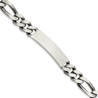 8.5 Zoll Sterlingsilber 8.5inch Gravierbar Antikisiert Figaro Glieder Id Armband