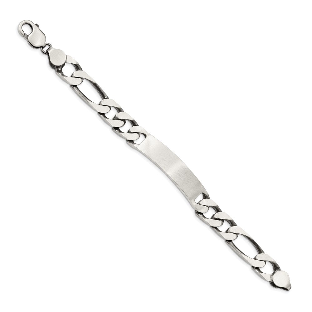 8.5 Zoll Sterlingsilber 8.5inch Gravierbar Antikisiert Figaro Glieder Id Armband