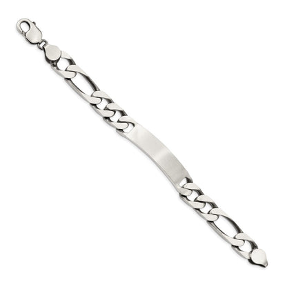8.5 Zoll Sterlingsilber 8.5inch Gravierbar Antikisiert Figaro Glieder Id Armband