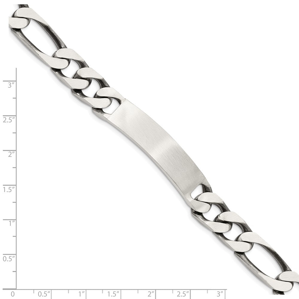 8.5 Zoll Sterlingsilber 8.5inch Gravierbar Antikisiert Figaro Glieder Id Armband