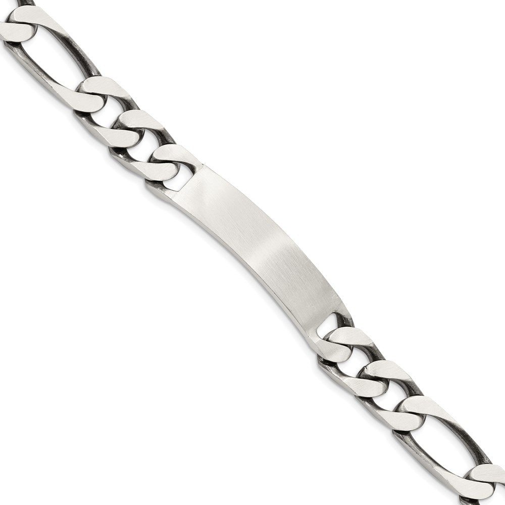 8.5 Zoll Sterlingsilber 8.5inch Gravierbar Antikisiert Figaro Glieder Id Armband