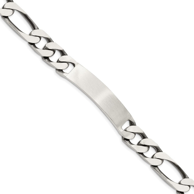 8.5 Zoll Sterlingsilber 8.5inch Gravierbar Antikisiert Figaro Glieder Id Armband