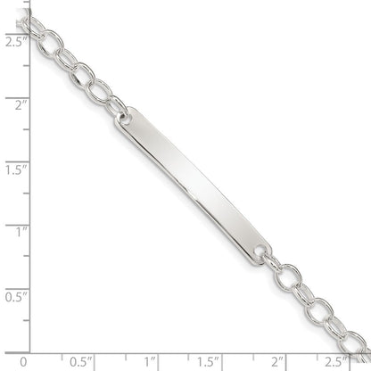 7.5 Zoll Sterlingsilber Klein Oval Erbs Glieder Id Armband