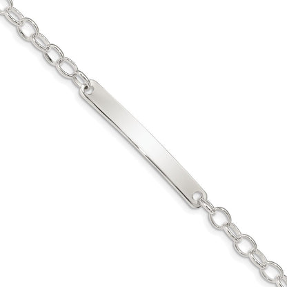 7.5 Zoll Sterlingsilber Klein Oval Erbs Glieder Id Armband