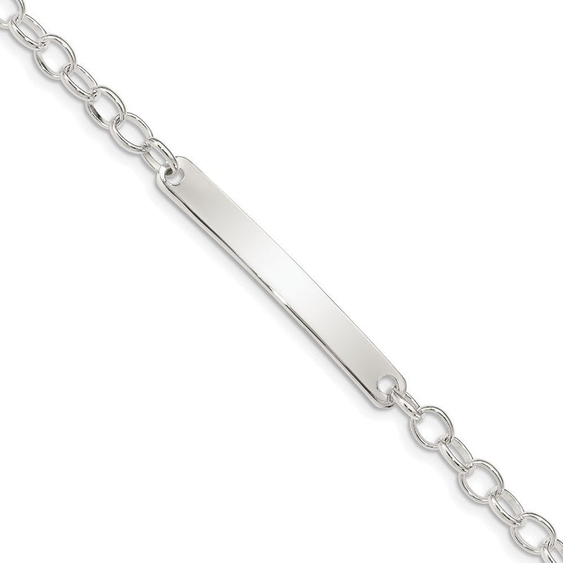 7.5 Zoll Sterlingsilber Klein Oval Erbs Glieder Id Armband