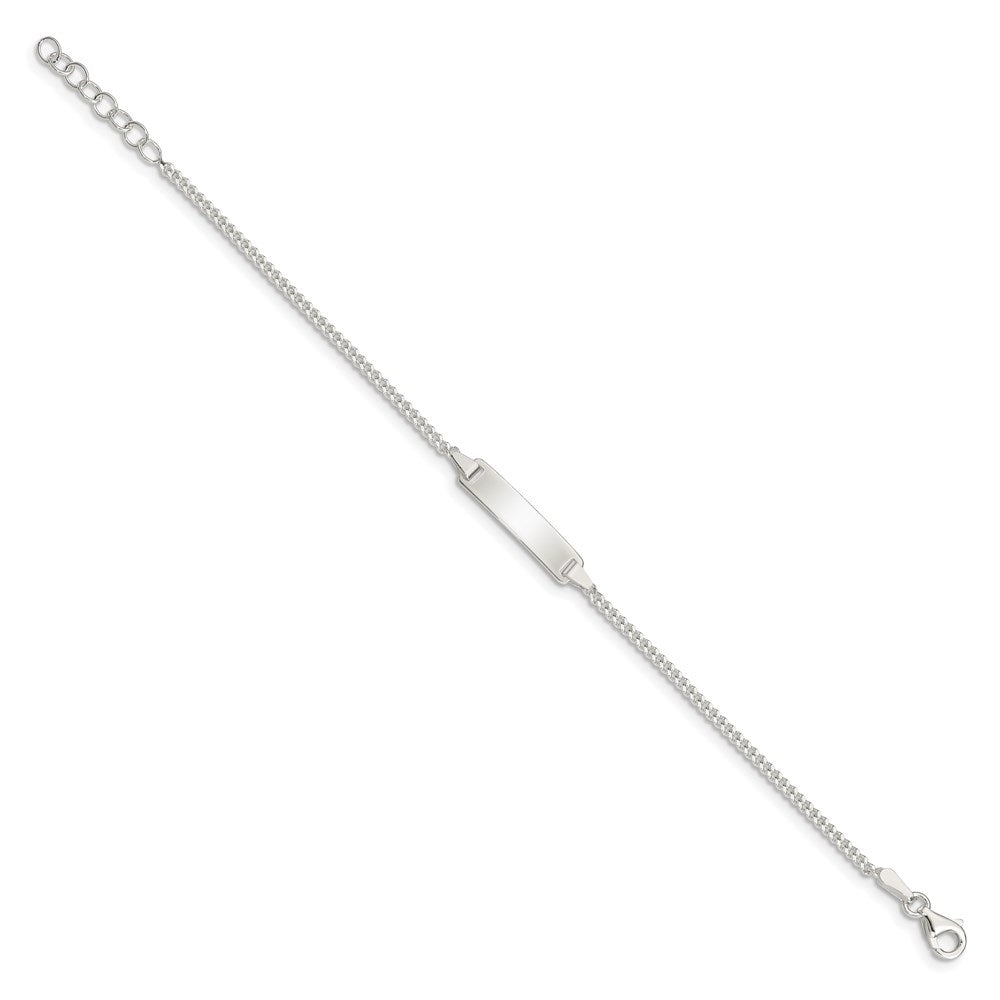 5.5 Zoll Sterlingsilber Poliert Id Platte Mit.75 Zoll Verlängerung. Kinder Armband
