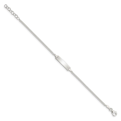 5.5 Zoll Sterlingsilber Poliert Id Platte Mit.75 Zoll Verlängerung. Kinder Armband