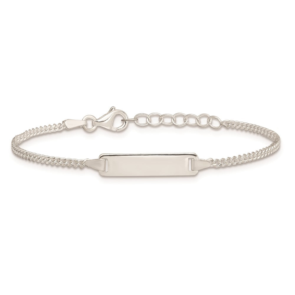 5.5 Zoll Sterlingsilber Poliert Id Platte Mit.75 Zoll Verlängerung. Kinder Armband