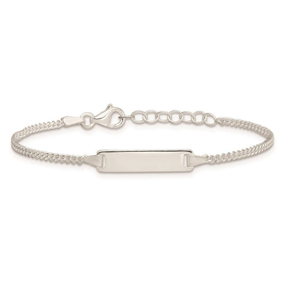 5.5 Zoll Sterlingsilber Poliert Id Platte Mit.75 Zoll Verlängerung. Kinder Armband