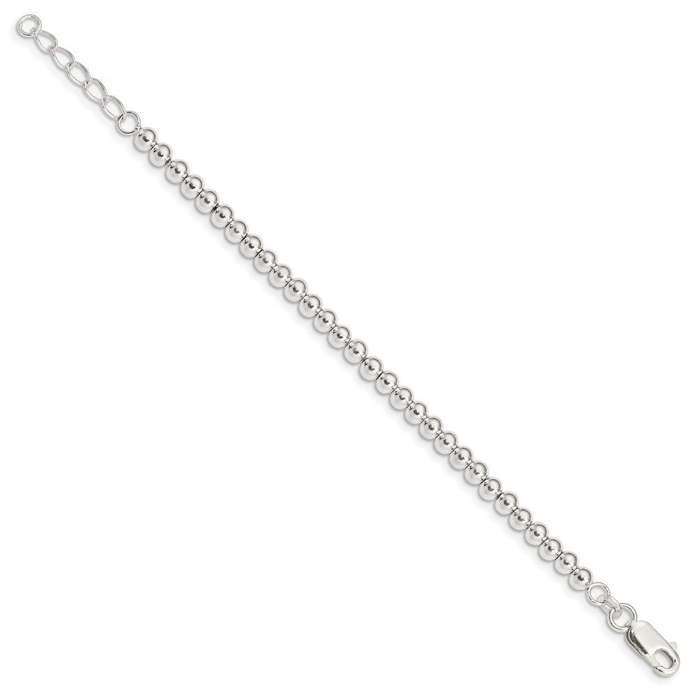6 Zoll Sterlingsilber Poliert Gekugelt Kette mit 1 Zoll Verlängerung. Kinder Armband