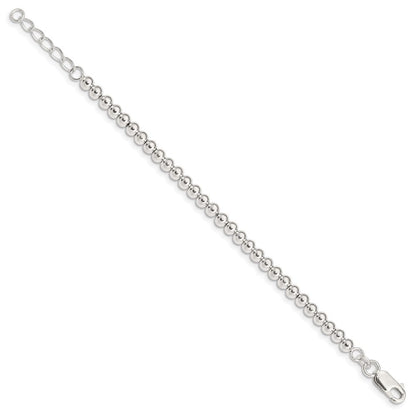 6 Zoll Sterlingsilber Poliert Gekugelt Kette mit 1 Zoll Verlängerung. Kinder Armband