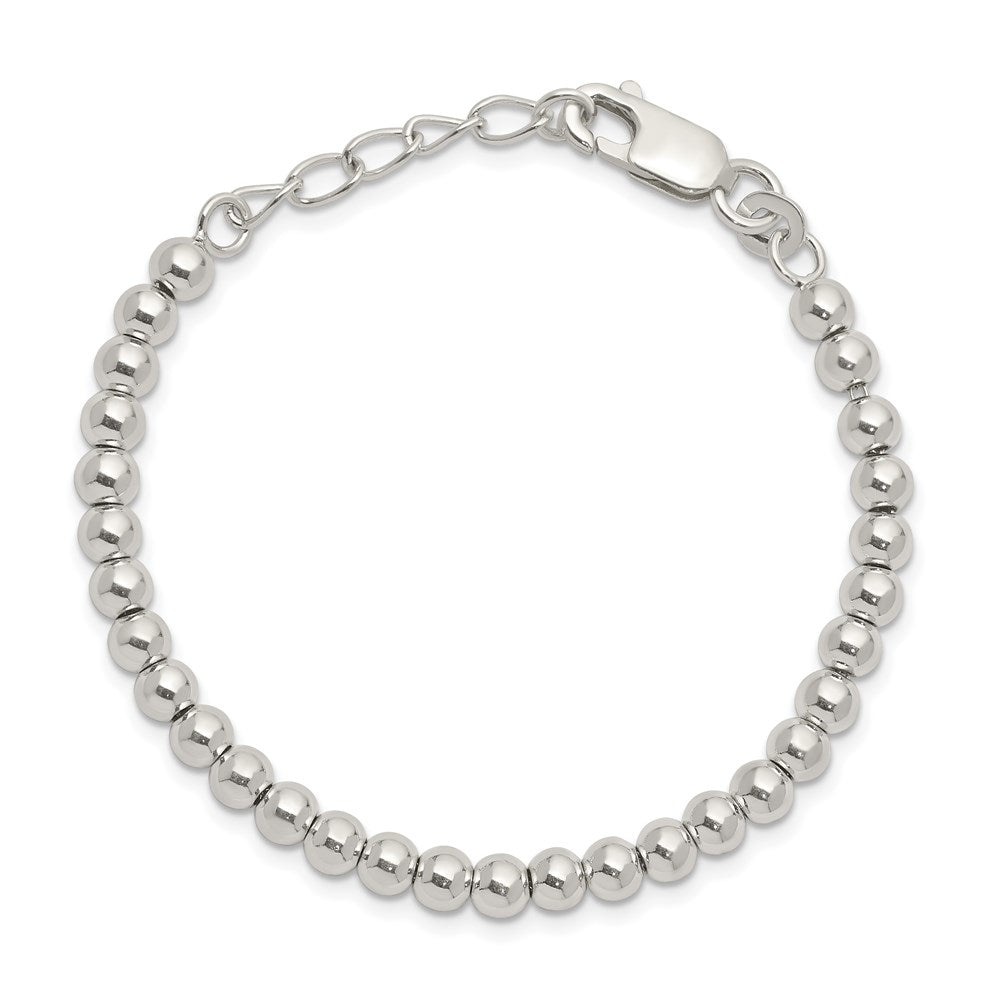 6 Zoll Sterlingsilber Poliert Gekugelt Kette mit 1 Zoll Verlängerung. Kinder Armband