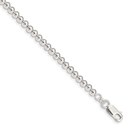 6 Zoll Sterlingsilber Poliert Gekugelt Kette mit 1 Zoll Verlängerung. Kinder Armband