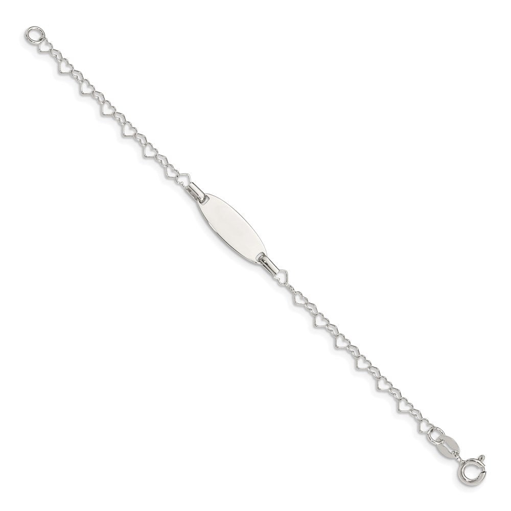 Sterlingsilber Poliert Gravierbar Kinder Id Herz Glieder Armband