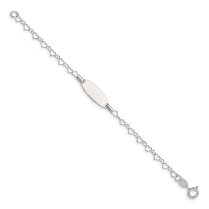 Sterlingsilber Poliert Gravierbar Kinder Id Herz Glieder Armband