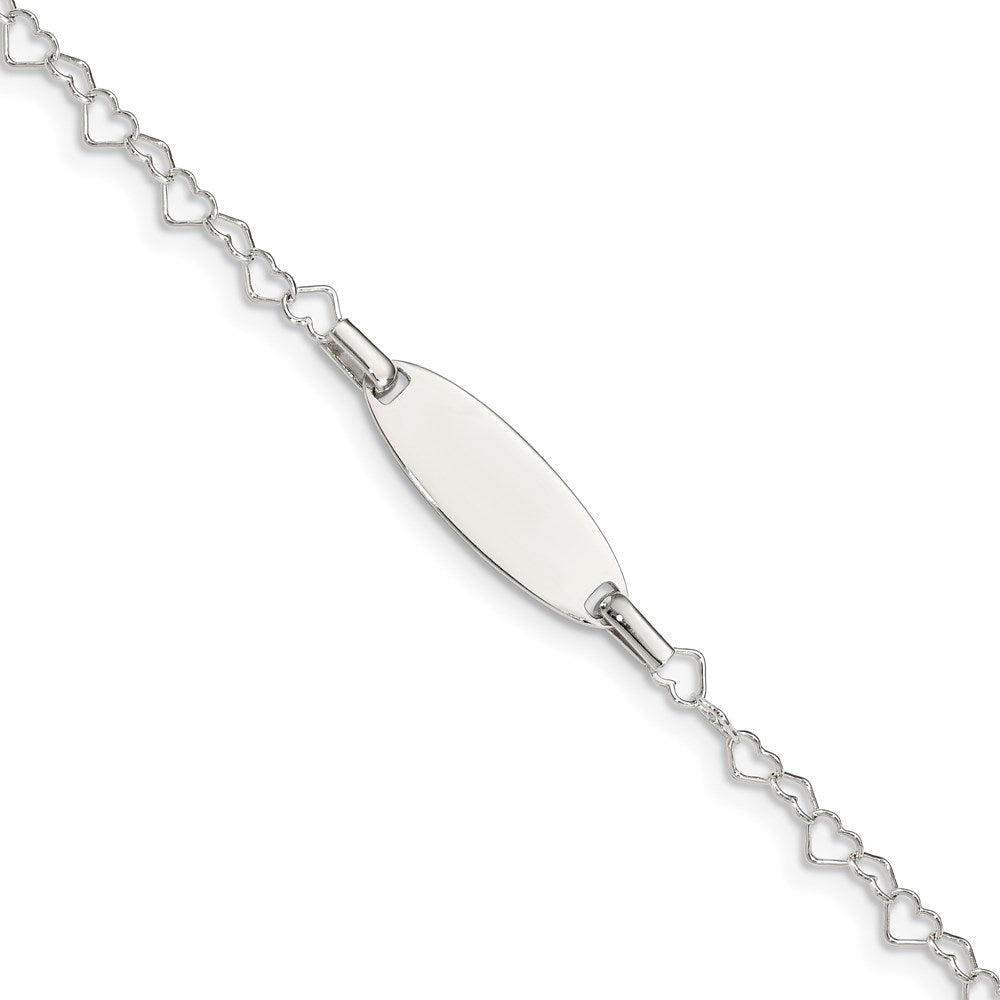 Sterlingsilber Poliert Gravierbar Kinder Id Herz Glieder Armband