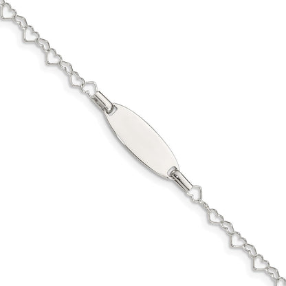Sterlingsilber Poliert Gravierbar Kinder Id Herz Glieder Armband