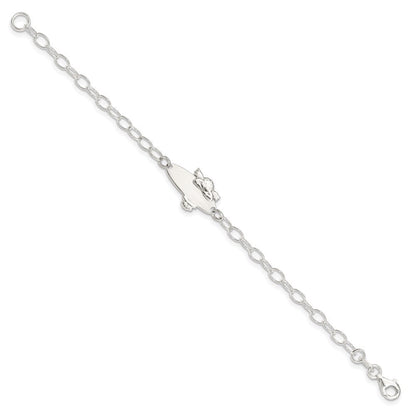 6 Zoll Sterlingsilber Poliert Engel Baby Gravierbar Id Armband