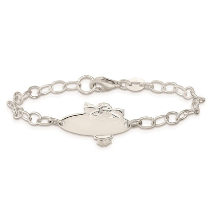 6 Zoll Sterlingsilber Poliert Engel Baby Gravierbar Id Armband