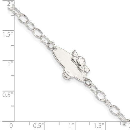 6 Zoll Sterlingsilber Poliert Engel Baby Gravierbar Id Armband