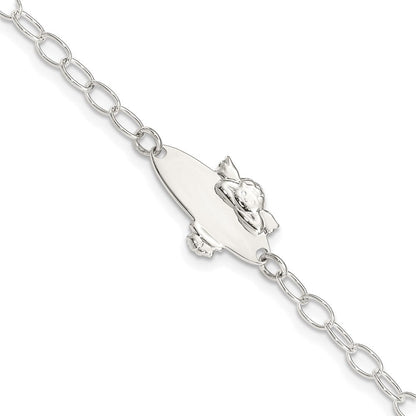 6 Zoll Sterlingsilber Poliert Engel Baby Gravierbar Id Armband