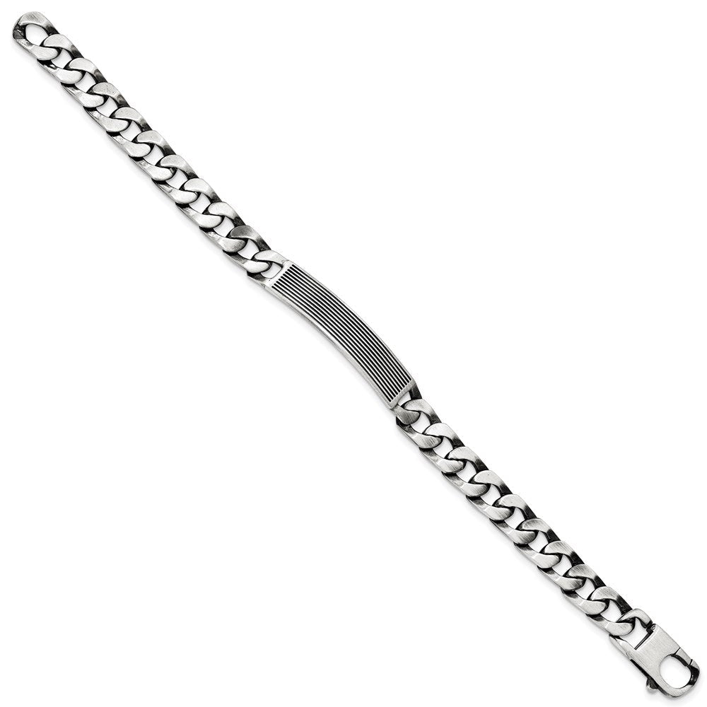 7.5 Zoll Sterlingsilber Antikisiert Satiniert Id Glieder Armband