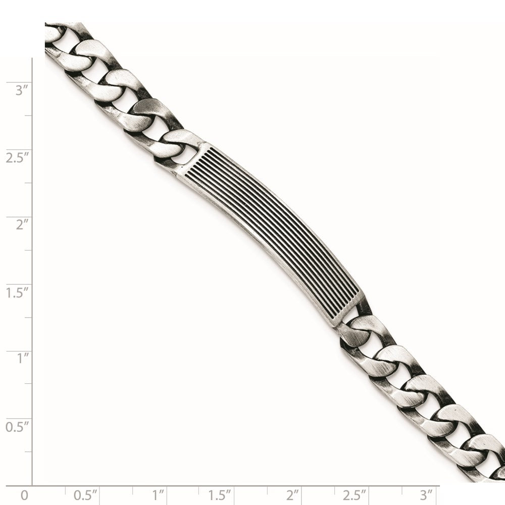 7.5 Zoll Sterlingsilber Antikisiert Satiniert Id Glieder Armband