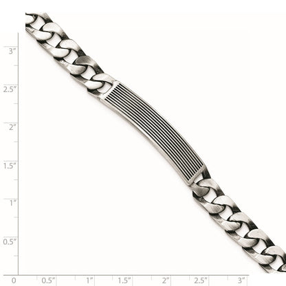 7.5 Zoll Sterlingsilber Antikisiert Satiniert Id Glieder Armband
