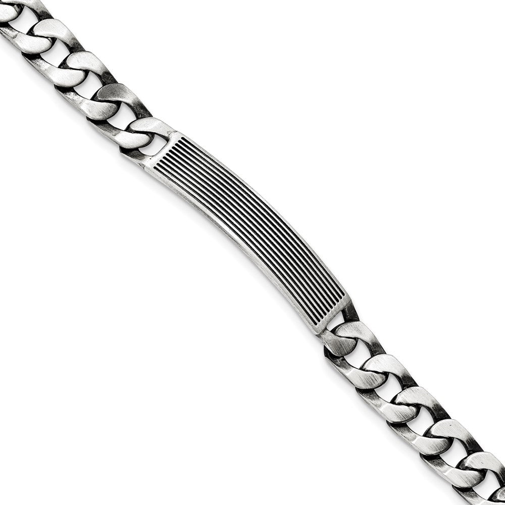 7.5 Zoll Sterlingsilber Antikisiert Satiniert Id Glieder Armband