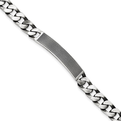 7.5 Zoll Sterlingsilber Antikisiert Satiniert Id Glieder Armband