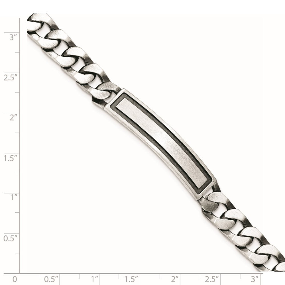 Sterlingsilber Antikisiert Satiniert Panzer Glieder Id Armband