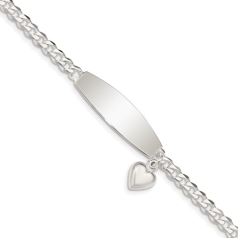 Sterlingsilber mit Herz Charm Id Armband