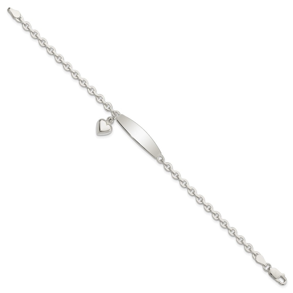 7.5 Zoll Sterlingsilber Poliert Erbs Glieder Id Herz Hängend Armband