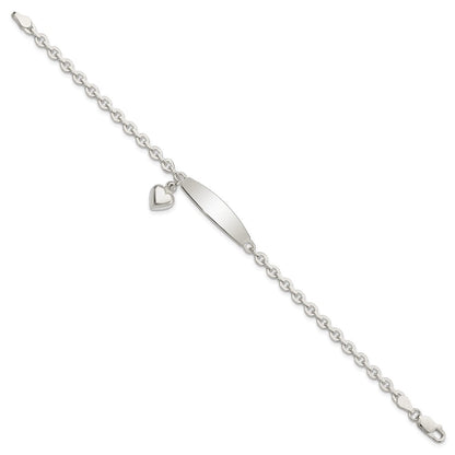 7.5 Zoll Sterlingsilber Poliert Erbs Glieder Id Herz Hängend Armband